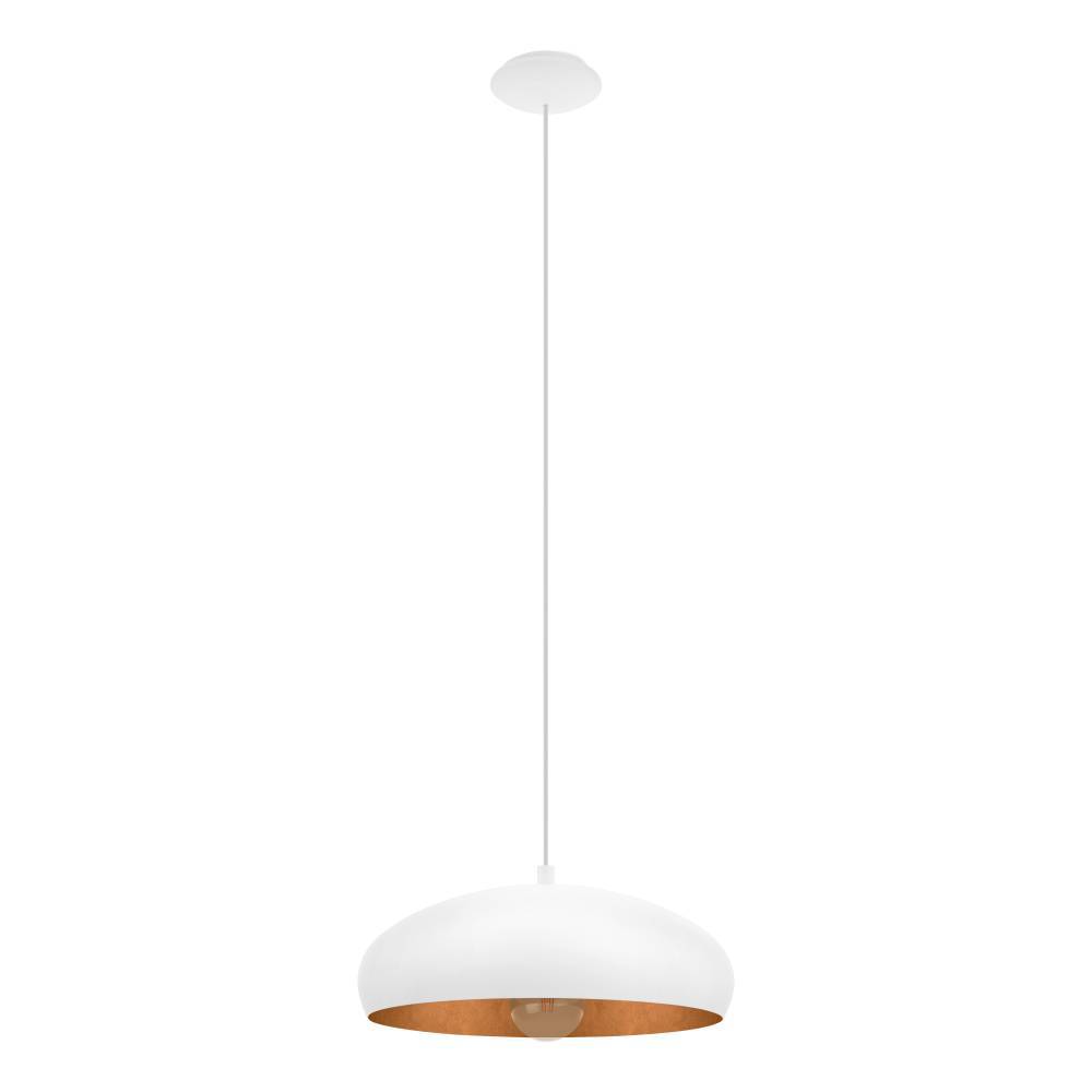 Mogano Ø40 Wit hanglamp Van Eglo - Met zijn zacht afgeronde vorm in de kleur wit en koper creëert hij een warme en comfortabele sfeer, perfect voor in de eetkamer, woonkamer of hal.