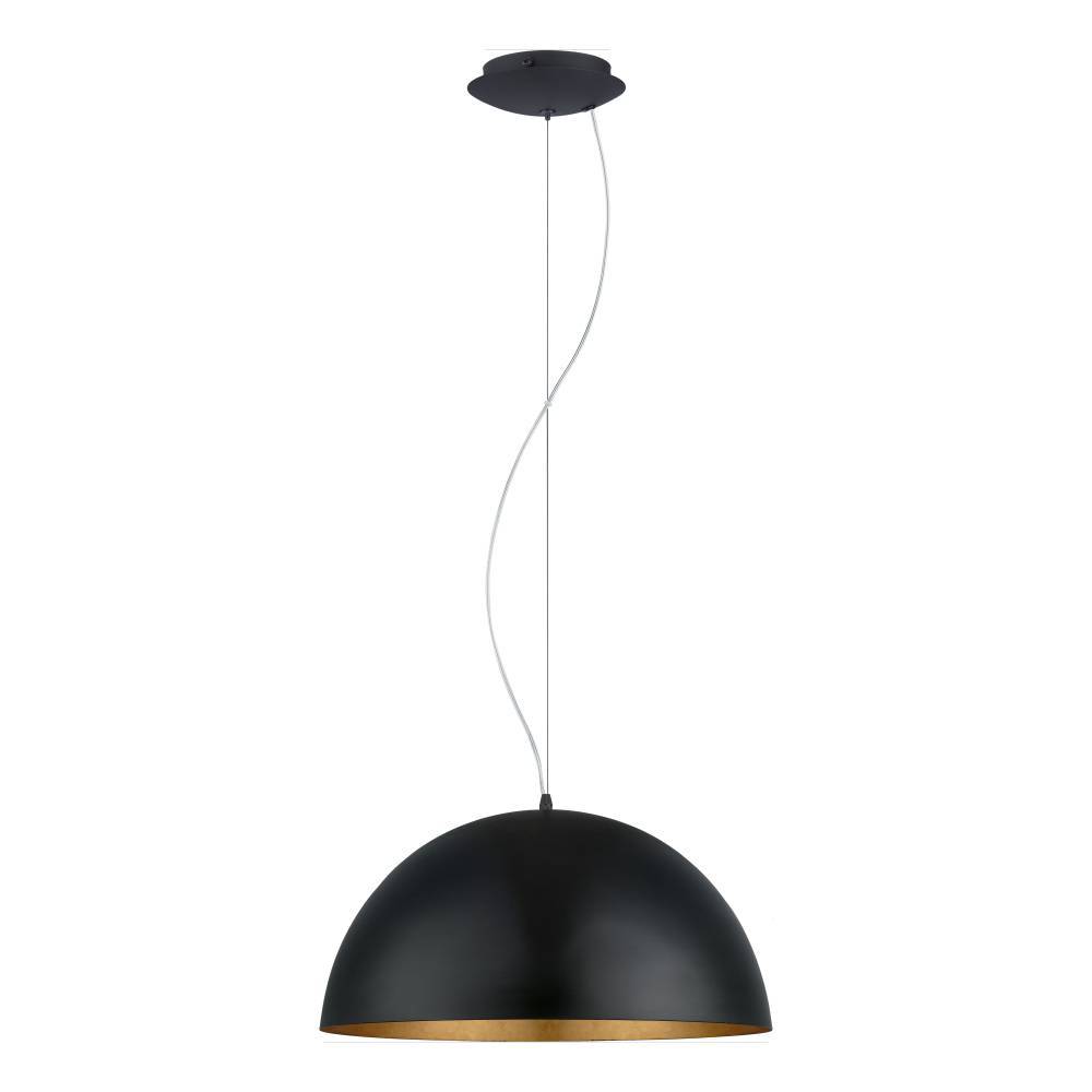 Gaetano Ø53 Zwart hanglamp Van Eglo - Deze hanglamp heeft een halfronde kap met een matte zwarte afwerking, wat hem een moderne en minimalistische uitstraling geeft.