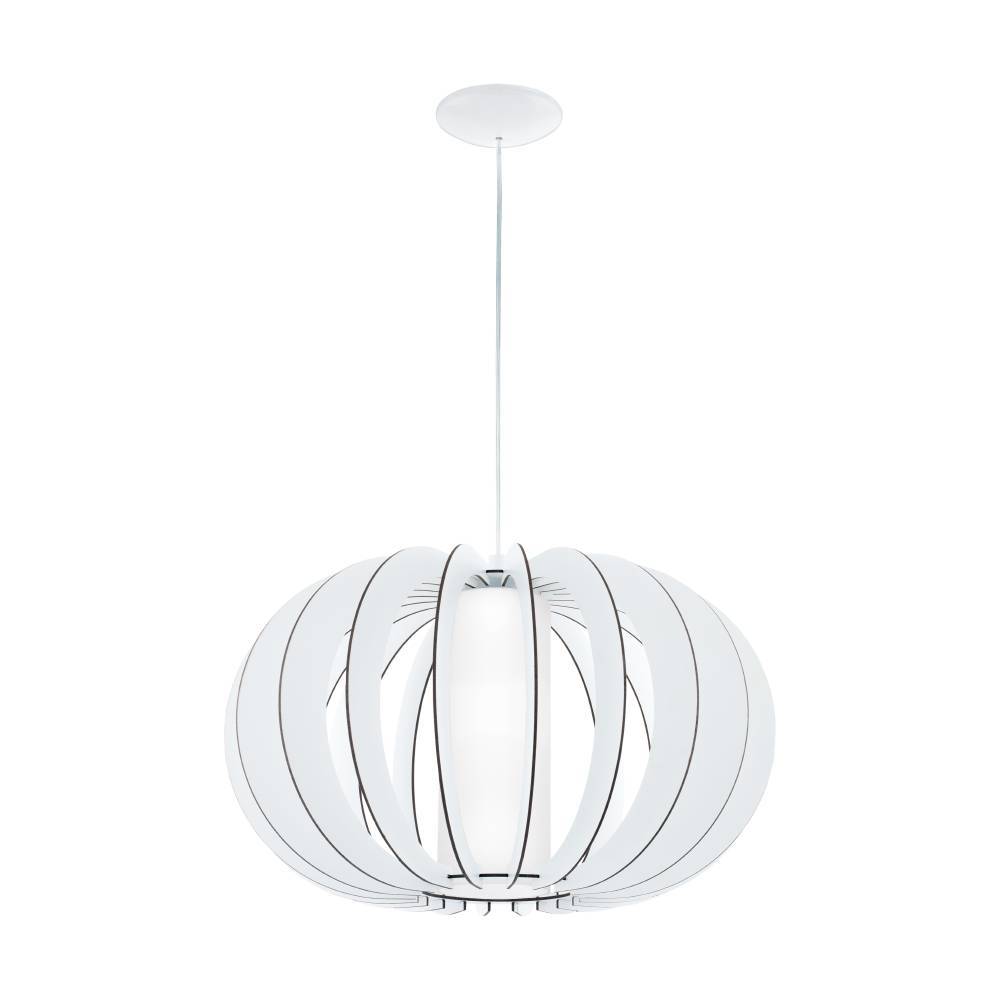 Stellato Ø50 Wit hanglamp Van Eglo - De witte lamellen vormen een unieke structuur die de lichtbron omarmt en een zacht en aangenaam licht in de kamer verspreidt.