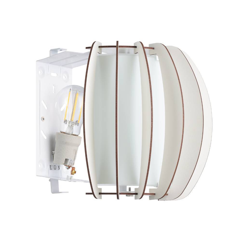 Stellato 2 Wit wandlamp Van Eglo - De witte lamellen vormen een unieke structuur die de lichtbron omarmt en een zacht en aangenaam licht in de kamer verspreidt.