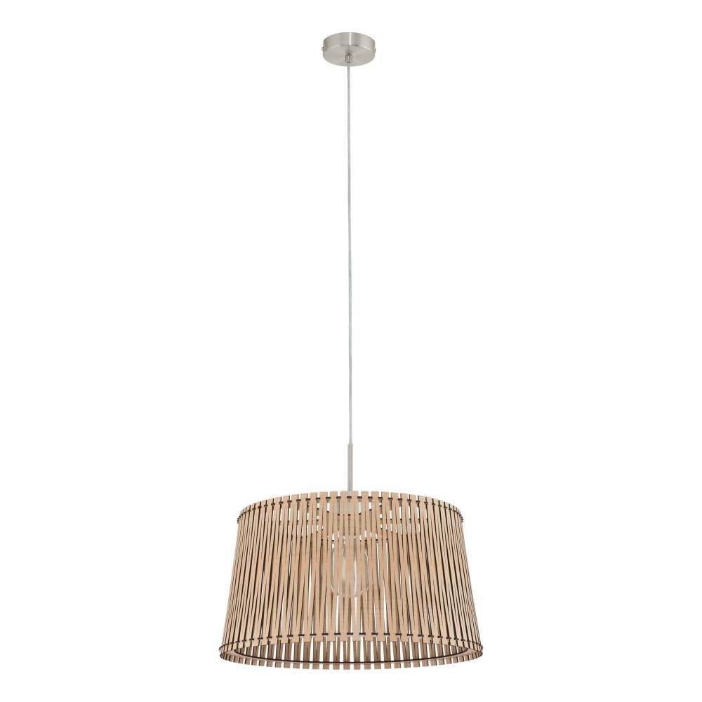Sendero Ø45 Licht hout hanglamp Van Eglo - De prachtige lampenkap van houten lamellen zorgt voor een zacht en aangenaam licht en voegt een warme en uitnodigende sfeer toe aan de kamer.
