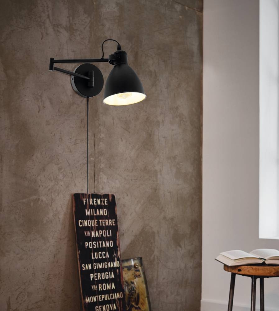 San Peri Ø15 Zwart wandlamp Van Eglo - Het minimalistische ontwerp en de moderne uitstraling passen bij de meeste interieurstijlen en zorgen voor gericht en aangenaam licht.