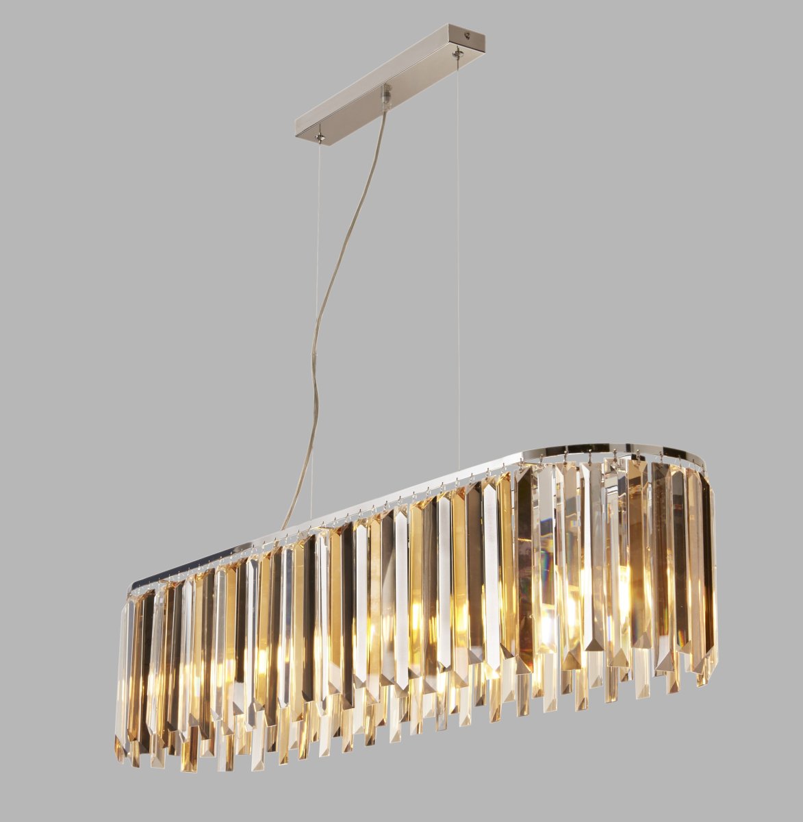 Clarissa 100cm Chroom hanglamp Van Searchlight - Ideaal voor moderne kamers, vooral boven de eettafel of centraal in de kamer voor een verfijnde touch.