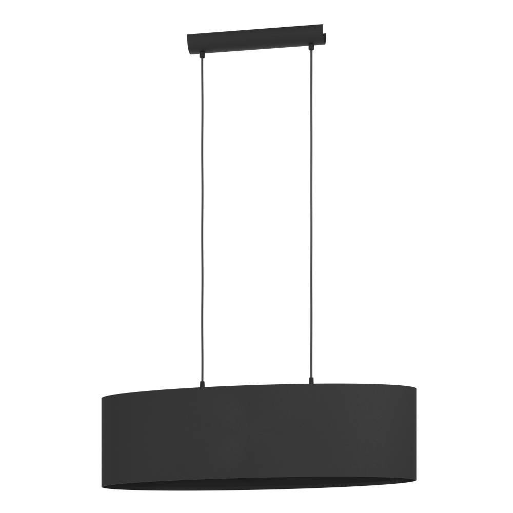 Maserlo 78cm Zwart hanglamp Van Eglo - Door de ophanging met dunne kabels heeft de lamp een zwevend gevoel en een elegant silhouet in de kamer.