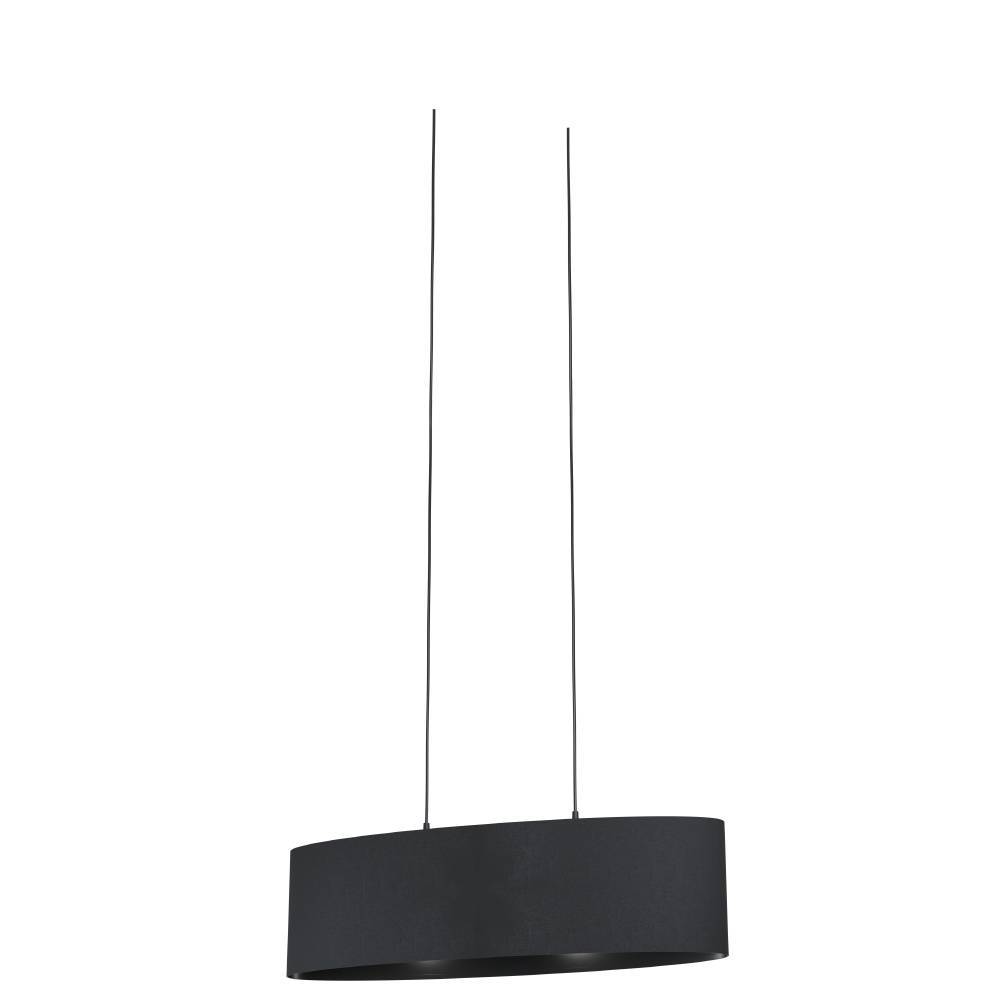 Maserlo 78cm Zwart hanglamp Van Eglo - Door de ophanging met dunne kabels heeft de lamp een zwevend gevoel en een elegant silhouet in de kamer.