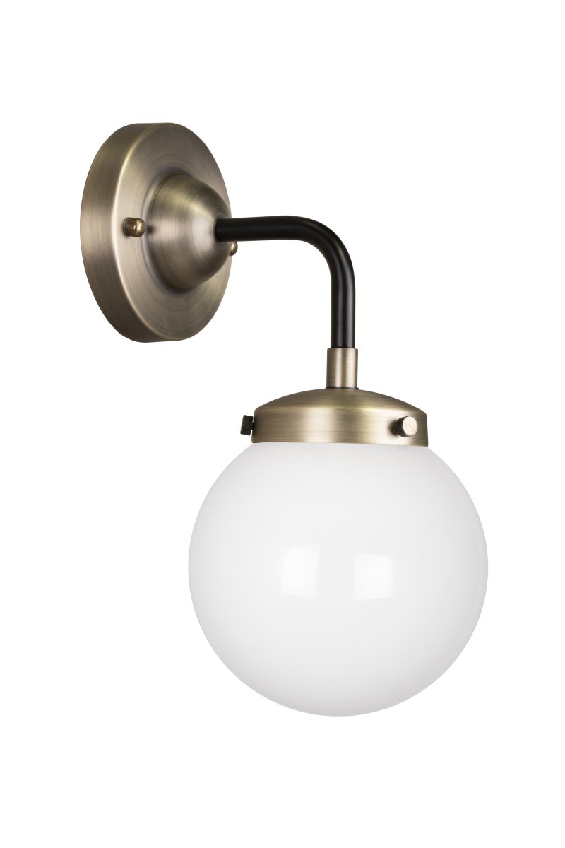 Alley 20cm Antiek messing/wit badkamerlamp Van Globen Lighting - Alley past perfect aan de muur in de badkamer of keuken en heeft een IP44-classificatie.
