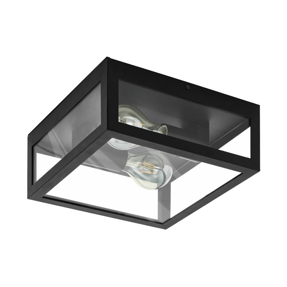 Amezola 30cm Zwart badkamerlamp Van Eglo - Dankzij het open design en de zichtbare lichtbronnen vormt de lamp een decoratief detail dat bovendien zorgt voor helder en aangenaam licht.