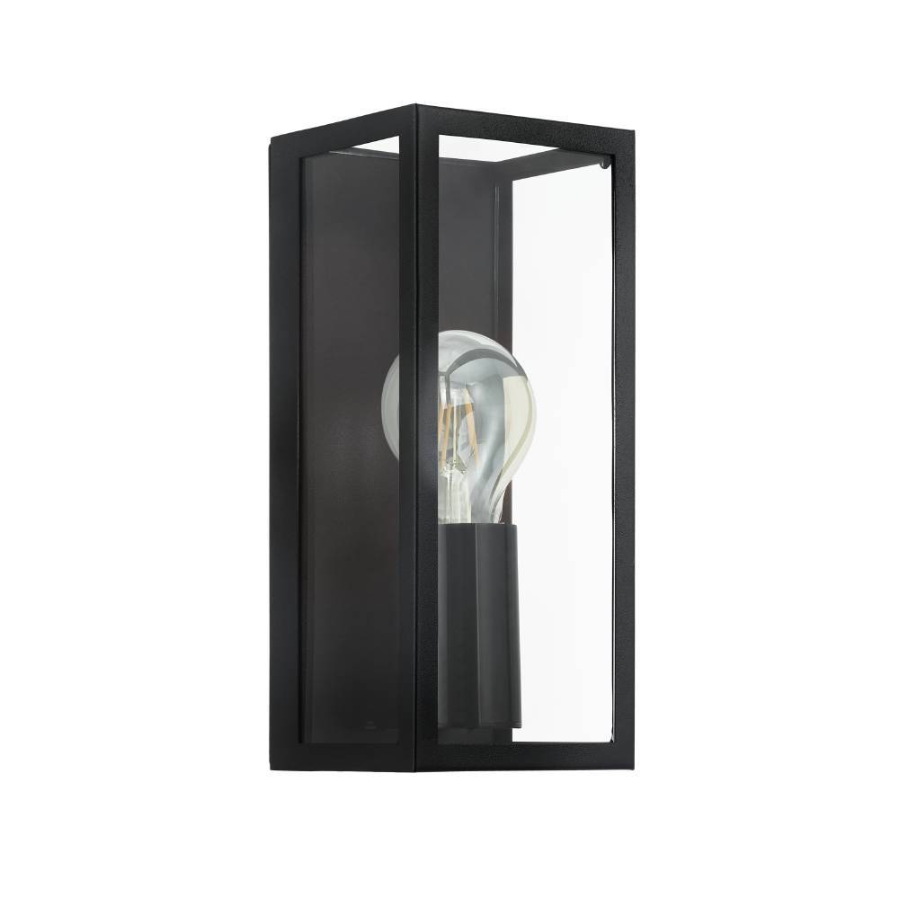 Amezola Zwart buitenlamp Van Eglo - Door de rechthoekige vorm en de zichtbare lichtbron heeft de lamp een trendy, industriële uitstraling en verspreidt hij aangenaam licht.