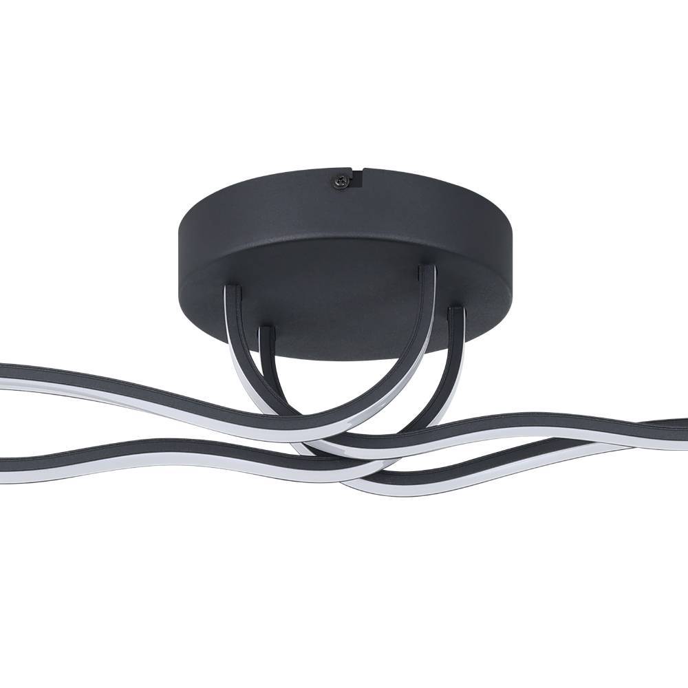 Roncade 116cm Zwart plafondlamp Van Eglo - De minimalistische en vloeiende vorm geeft de lamp een stijlvolle en verfijnde uitstraling die een vleugje moderne kunst aan uw huis toevoegt.