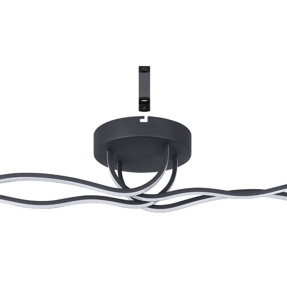 Roncade 116cm Zwart plafondlamp Van Eglo - De minimalistische en vloeiende vorm geeft de lamp een stijlvolle en verfijnde uitstraling die een vleugje moderne kunst aan uw huis toevoegt.