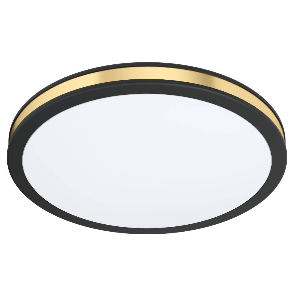 Pescaito Ø28 Zwart plafondlamp Van Eglo - De combinatie van zwarte en messing details zorgt voor een verfijnde uitstraling en verspreidt een zacht en egaal licht.