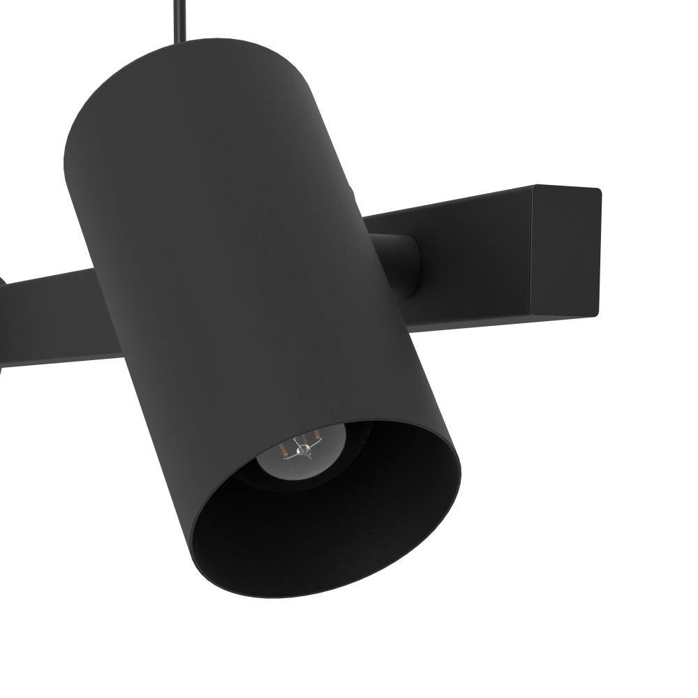 Gatuela 76cm Zwart hanglamp Van Eglo - Deze moderne plafondlamp heeft een stijlvol en minimalistisch design en is voorzien van vier verstelbare spots.