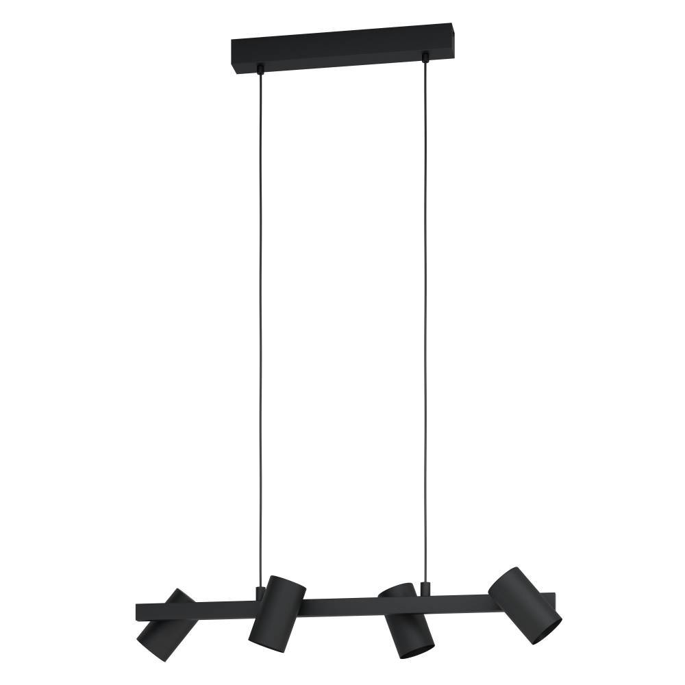 Gatuela 76cm Zwart hanglamp Van Eglo - Deze moderne plafondlamp heeft een stijlvol en minimalistisch design en is voorzien van vier verstelbare spots.