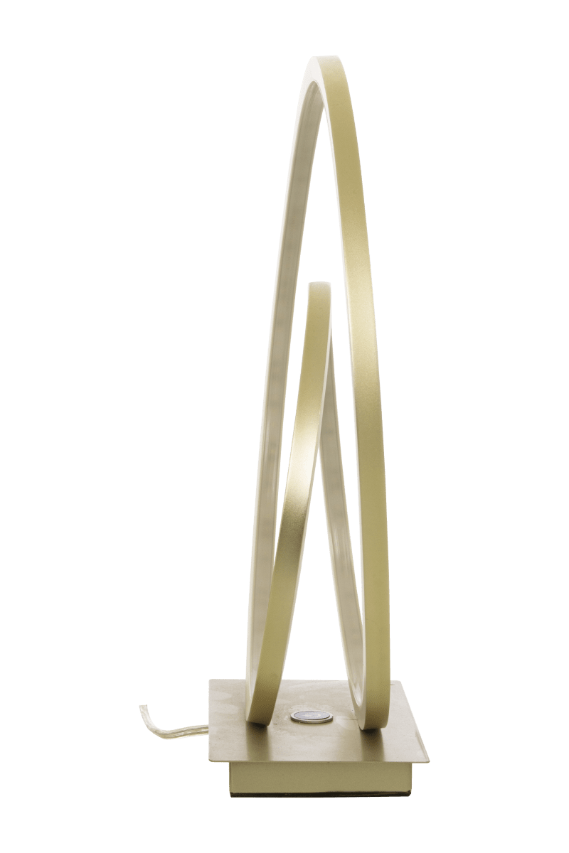 Loop 37cm Champagne tafellamp Van Aneta Lighting - Geïntegreerde 14W LED die dimbaar is met een 3-staps dimmer op de lampvoet.