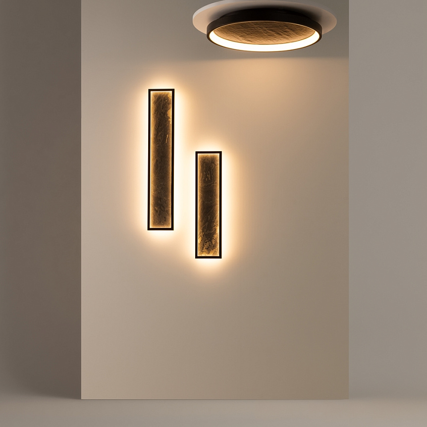 Orign Ø60 Zwart plafondlamp Van Maytoni - Orign is een plafondlamp van metaal met in het midden een elegante steenimitatie die een natuurlijke en exclusieve uitstraling geeft.