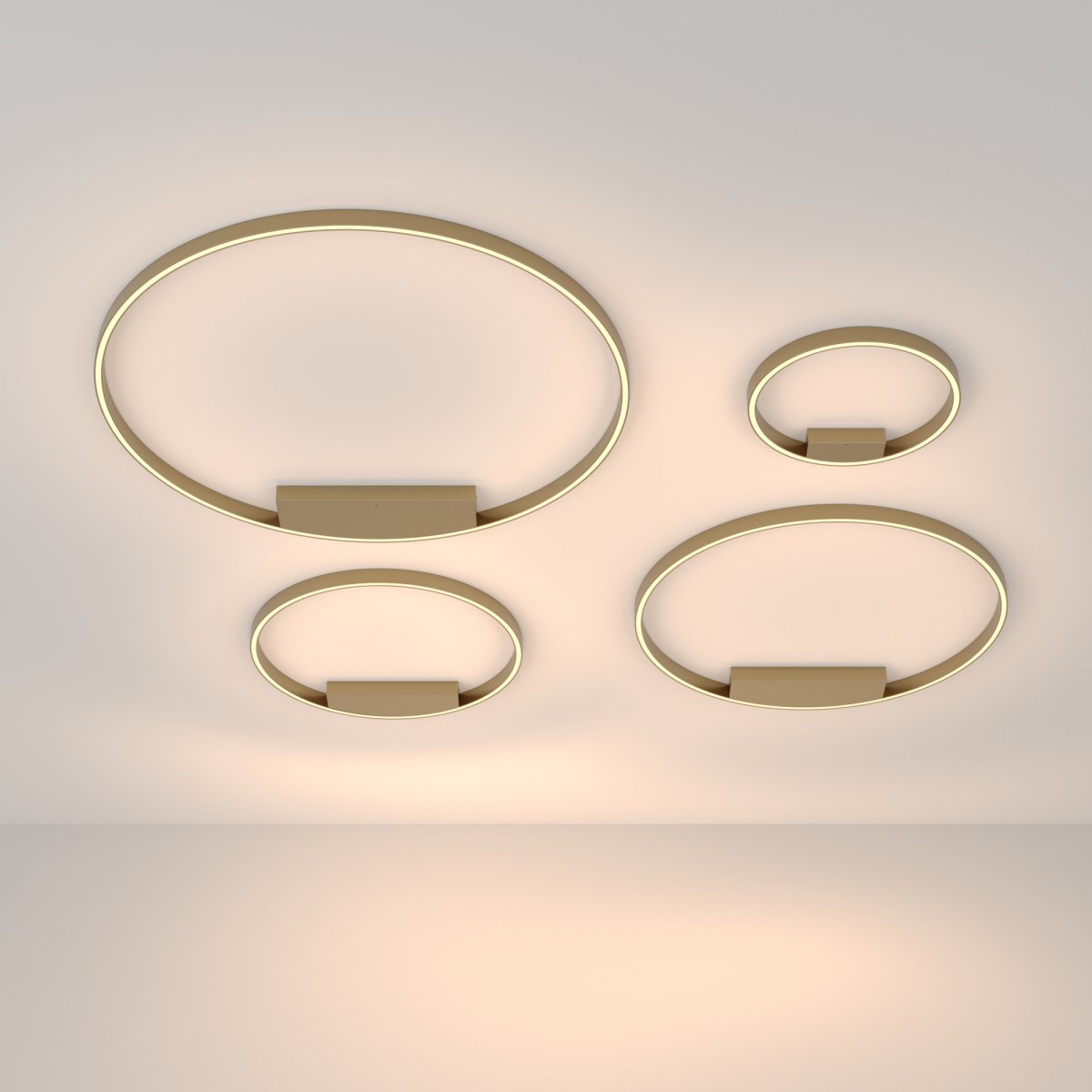 Rim Ø60 Messing plafondlamp Van Maytoni - De ge&iuml;ntegreerde LED-lichtbron loopt rondom de gehele ring en verspreidt een gelijkmatig en aangenaam licht, waardoor er een mooi lichtbeeld in de kamer ontstaat.