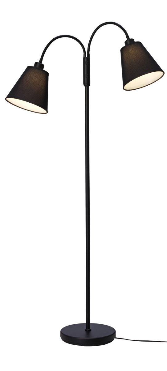Duett Zwart vloerlamp Van Cottex - De Duett vloerlamp is een elegante en functionele verlichtingsoplossing met twee beweegbare armen en aparte aan/uit-schakelaars voor elk scherm.