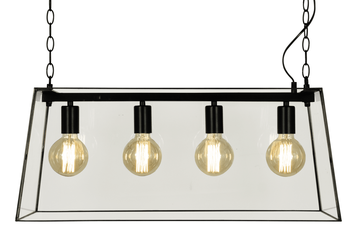 Diplomat 72cm Zwart hanglamp Van Aneta Lighting - De Diplomat plafondlamp heeft een klassiek design in zwart gelakt metaal en helder glas.