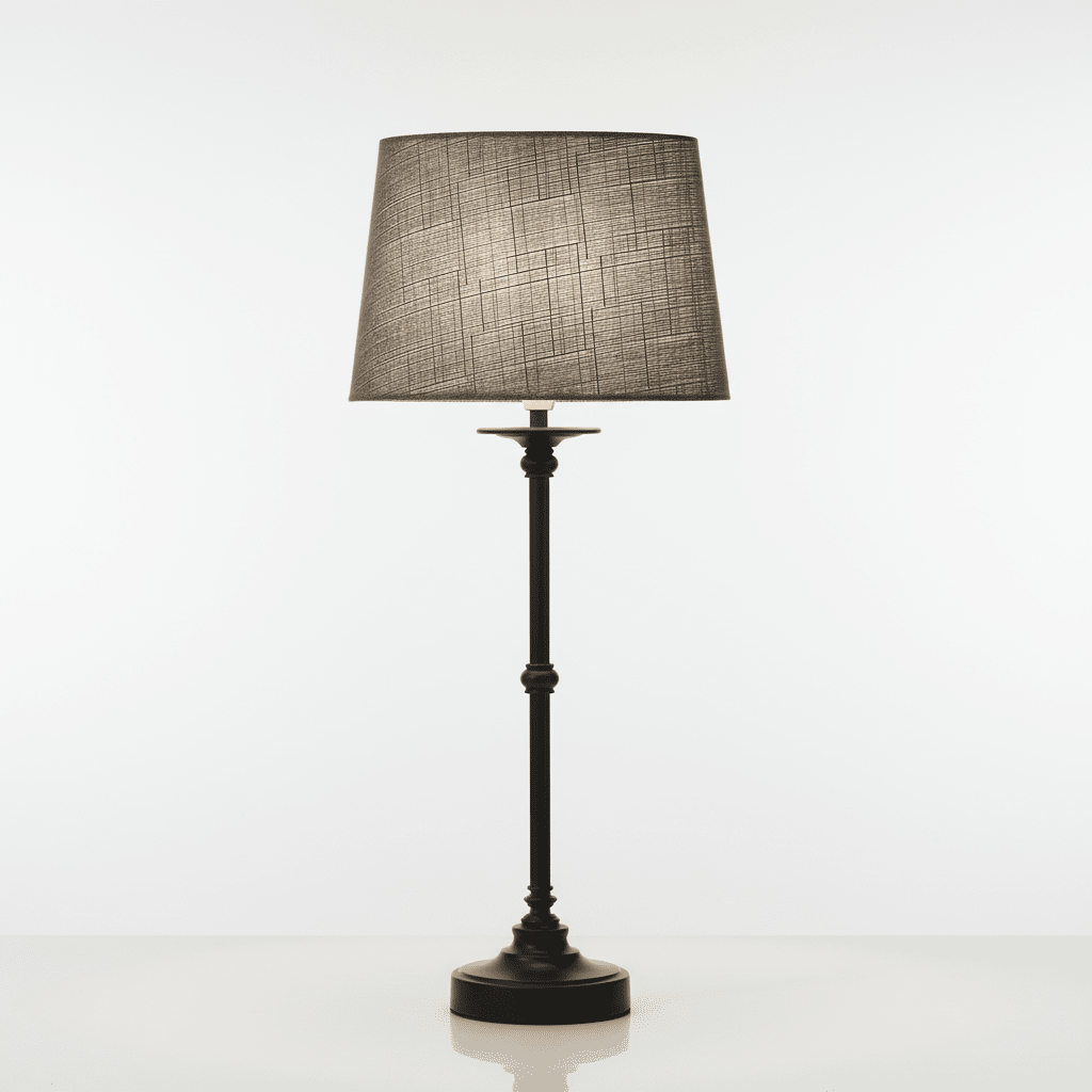 Axel 60cm Zwart tafellamp Van Lampan - De ovale kap van grijs textiel vormt een mooie aanvulling op de lampvoet en zorgt voor een zacht en aangenaam licht.