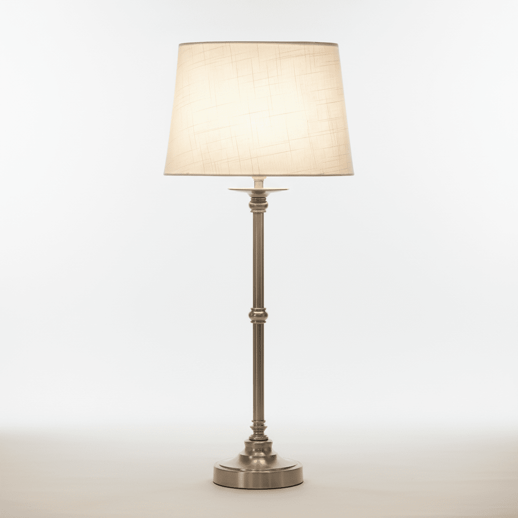 Axel 60cm Antiek messing tafellamp Van Lampan - De ovale kap van beige textiel vormt een mooie aanvulling op de lampvoet en zorgt voor een zacht en aangenaam licht.