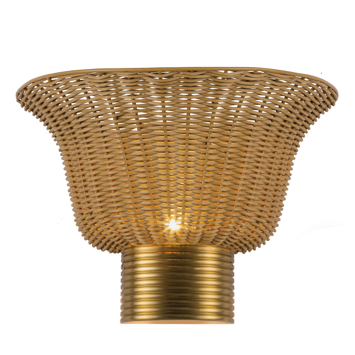 Kai 25cm Natuur wandlamp Van Elstead Lighting - Het naturelkleurige riet geeft de lamp een warme en gezellige uitstraling, terwijl de details in geborsteld goud een mooi contrast vormen.