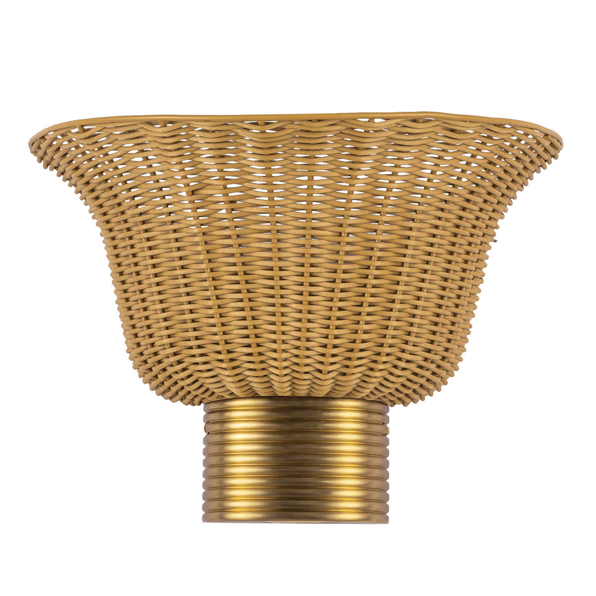 Kai 25cm Natuur wandlamp Van Elstead Lighting - Het naturelkleurige riet geeft de lamp een warme en gezellige uitstraling, terwijl de details in geborsteld goud een mooi contrast vormen.