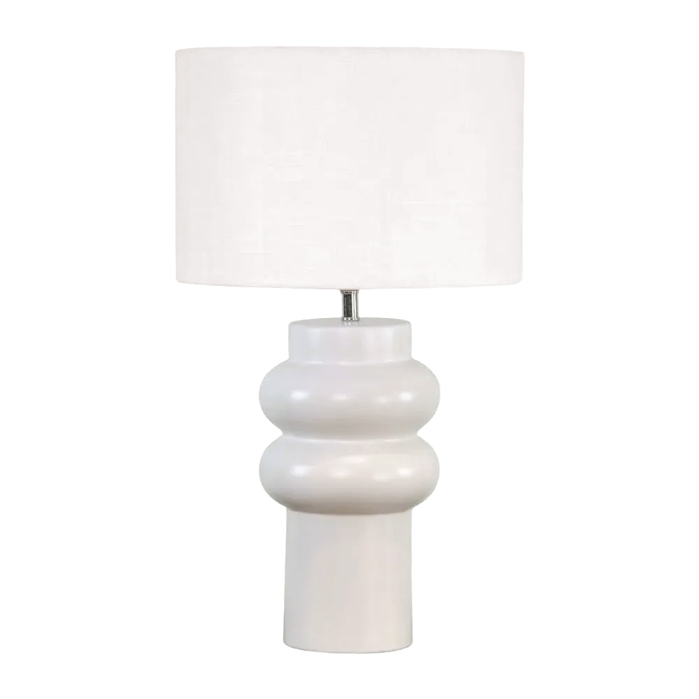 Anelli 56cm Wit tafellamp Van Nordic Lighting - De Anelli&nbsp;tafellamp combineert een stijlvolle keramische voet met een elegante linnen kap.