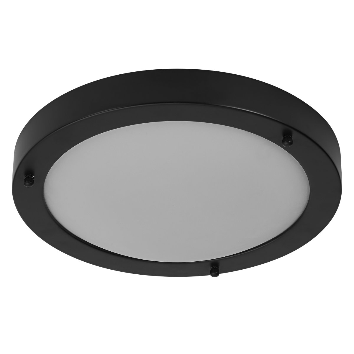 Classic Round Ø30 Zwart badkamerlamp Van Ledvance - Sk&auml;rmen i frostat glas ger ett fint och bl&auml;ndfritt ljus i rummet.