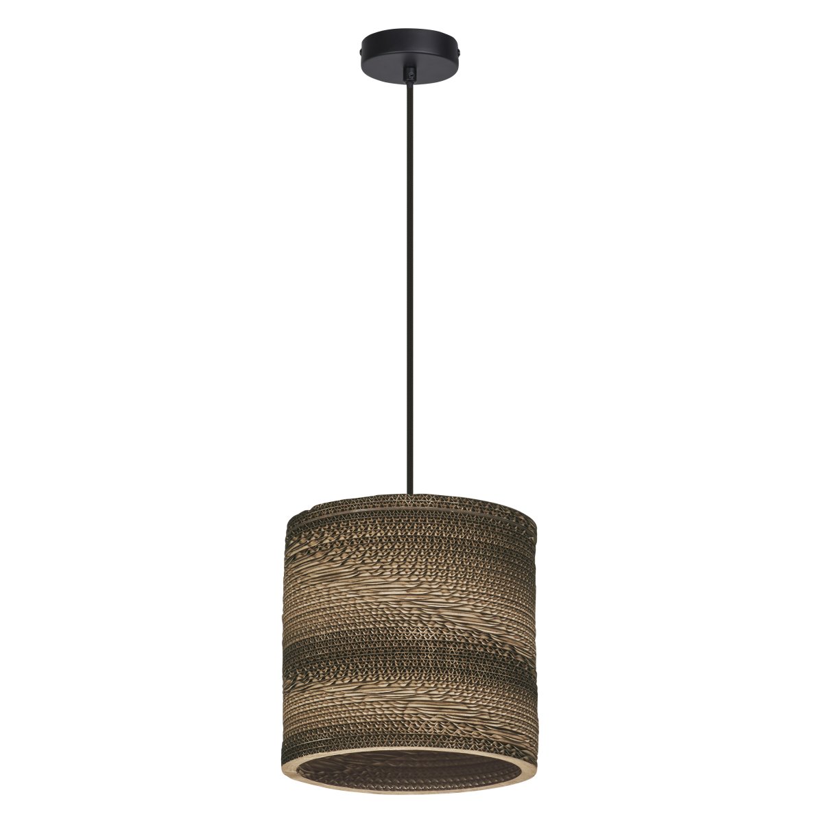 Cardboard Cylinder Ø25 Bruin hanglamp Van Osram - De lampenkap, die uit meerdere lagen karton bestaat, cre&euml;ert een prachtig lichtspel in de kamer wanneer deze brandt en draagt bij aan een warme en natuurlijke sfeer.