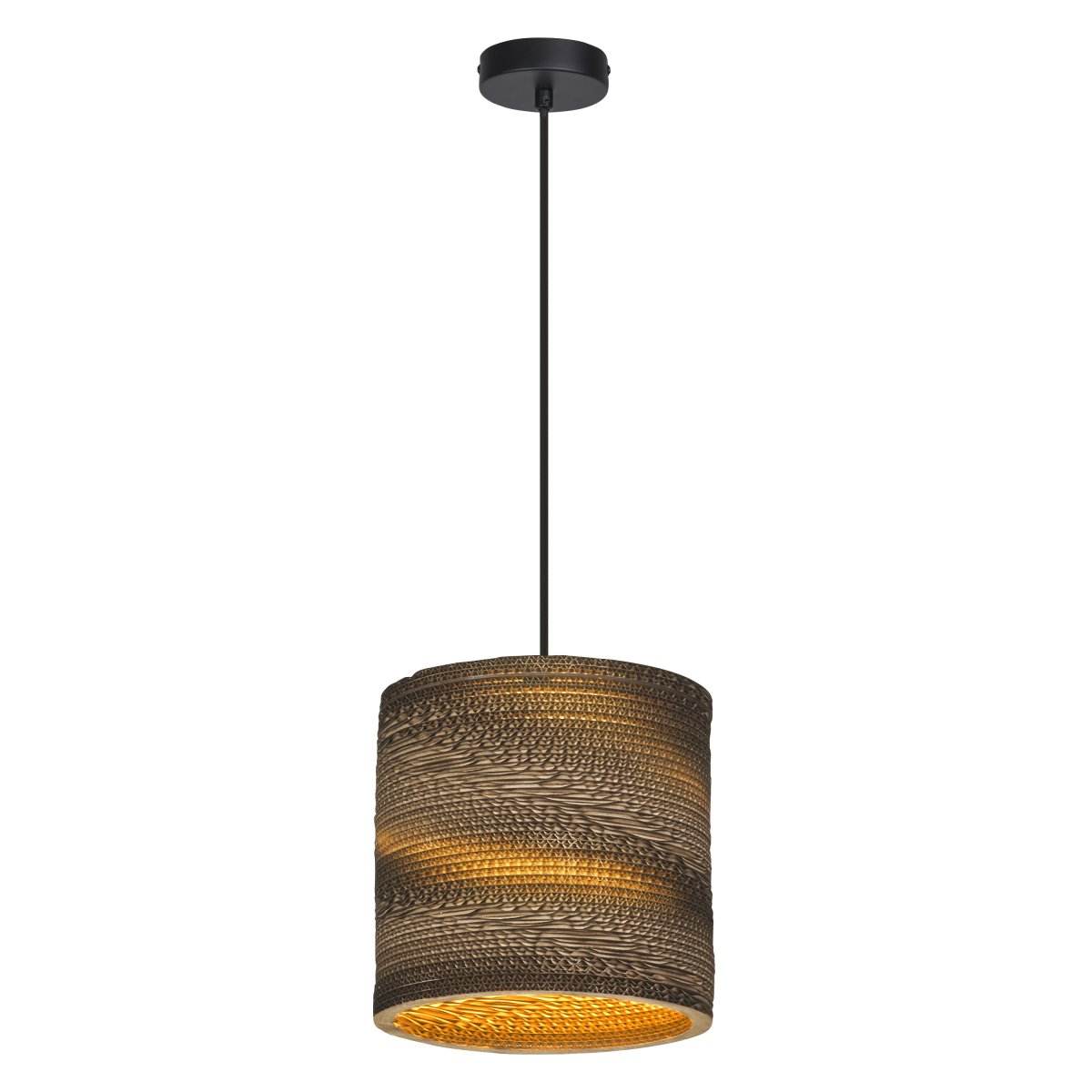 Cardboard Cylinder Ø25 Bruin hanglamp Van Osram - De lampenkap, die uit meerdere lagen karton bestaat, cre&euml;ert een prachtig lichtspel in de kamer wanneer deze brandt en draagt bij aan een warme en natuurlijke sfeer.
