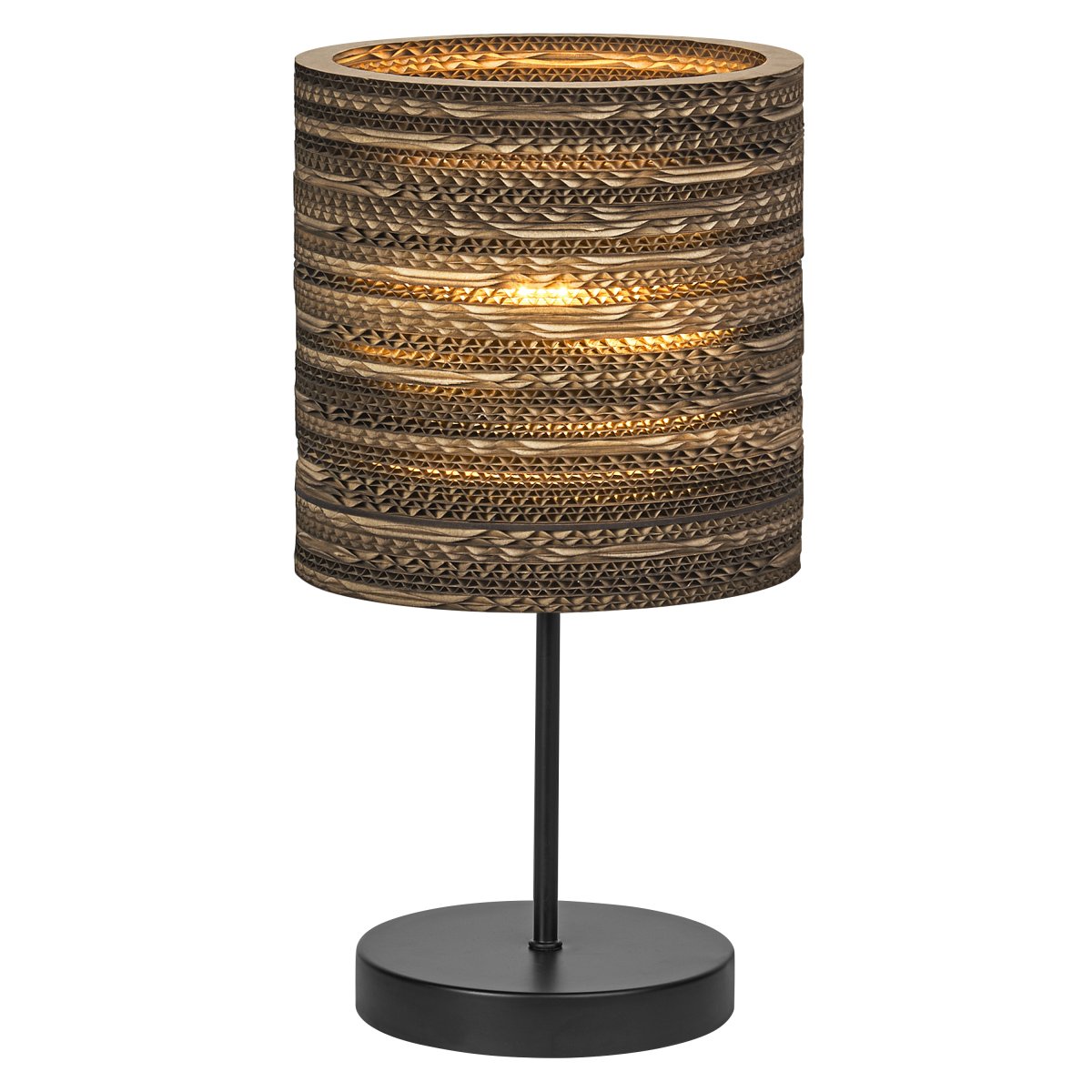 Cardboard Cylinder 38cm Bruin tafellamp Van Ledvance - De lampenkap, die uit meerdere lagen karton bestaat, cre&euml;ert een prachtig lichtspel in de kamer wanneer deze brandt en draagt bij aan een warme en natuurlijke sfeer.