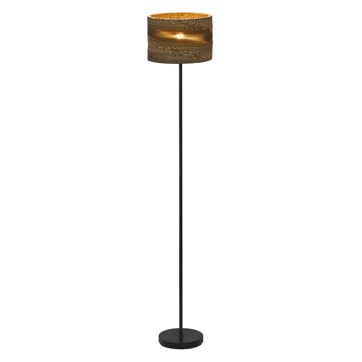 Cardboard Cylinder Bruin vloerlamp Van Ledvance - De lampenkap, die uit meerdere lagen karton bestaat, creëert een prachtig lichtspel in de kamer wanneer deze brandt en draagt bij aan een warme en natuurlijke sfeer.