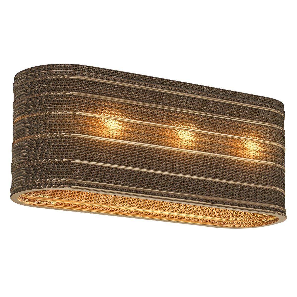Cardboard Ovaal 60cm Bruin plafondlamp Van Ledvance - De lampenkap, die uit meerdere lagen karton bestaat, cre&euml;ert een prachtig lichtspel in de kamer wanneer deze brandt en draagt bij aan een warme en natuurlijke sfeer.