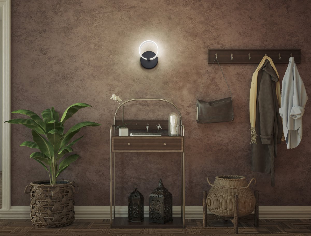 Circle PL 23cm Zwart wandlamp Van Ledvance - In de eerste fase schijnt de lamp in een warm wit licht van 3000K, in de tweede fase schijnt hij in een koud wit licht van 4200K en in de derde fase schijnt hij in 6500K (daglicht).