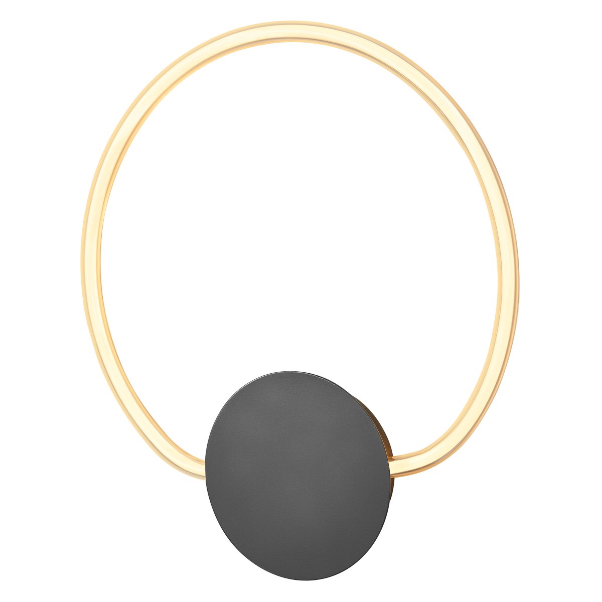 Aura Ø37 Zwart wandlamp Van Ledvance - Lampan har tv&aring; olika belysningspunkter med integrerad LED, en bakom v&auml;ggplattan och cirkeln.