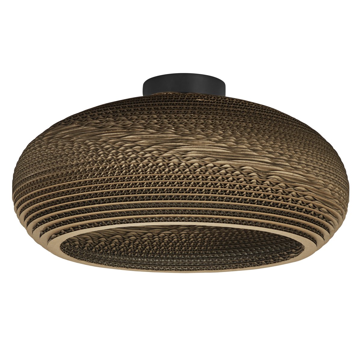 Cardboard drop Ø40 Bruin plafondlamp Van Osram - De lampenkap, die uit meerdere lagen karton bestaat, cre&euml;ert een prachtig lichtspel in de kamer wanneer deze brandt en draagt bij aan een warme en natuurlijke sfeer.