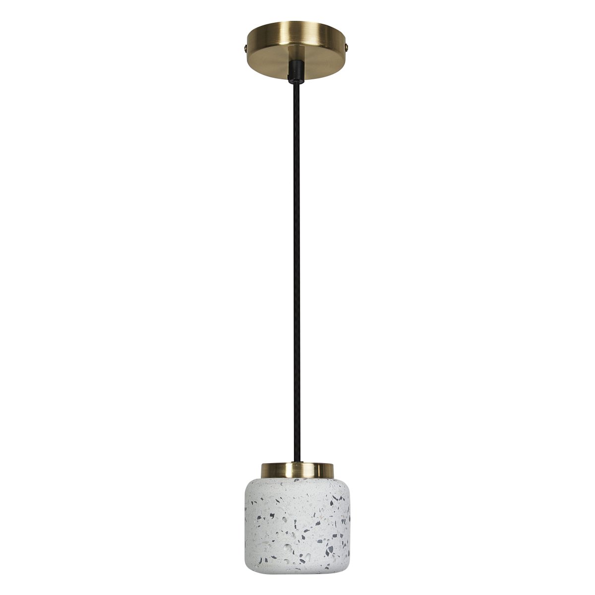 Terrazzo Ball Ø10 Wit hanglamp Van Ledvance - Detaljerna i m&auml;ssing bidrar med en elegans till rummet.