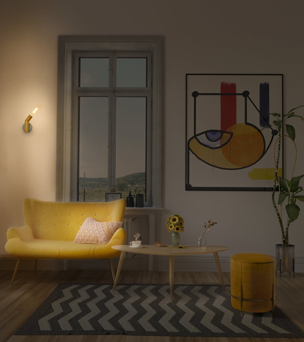 Straw Geel wandlamp Van Ledvance - Straw &auml;r en lekfull v&auml;gglampa med h&auml;rliga kul&ouml;rer.