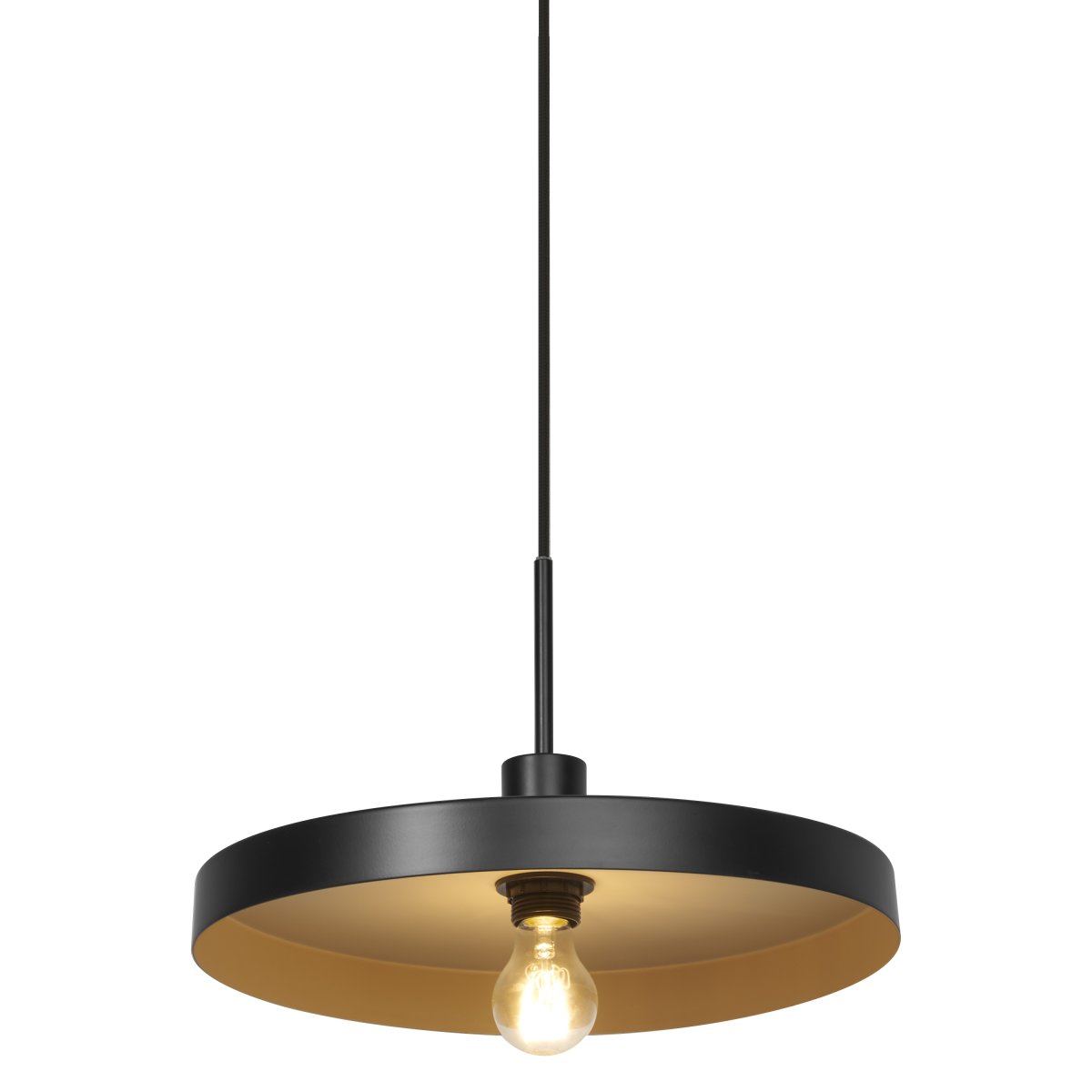 Plate Ø40 Zwart hanglamp Van Ledvance - De binnenkant van de kap heeft een beige kleur, wat zorgt voor een mooie, heldere lichtverdeling in de kamer.