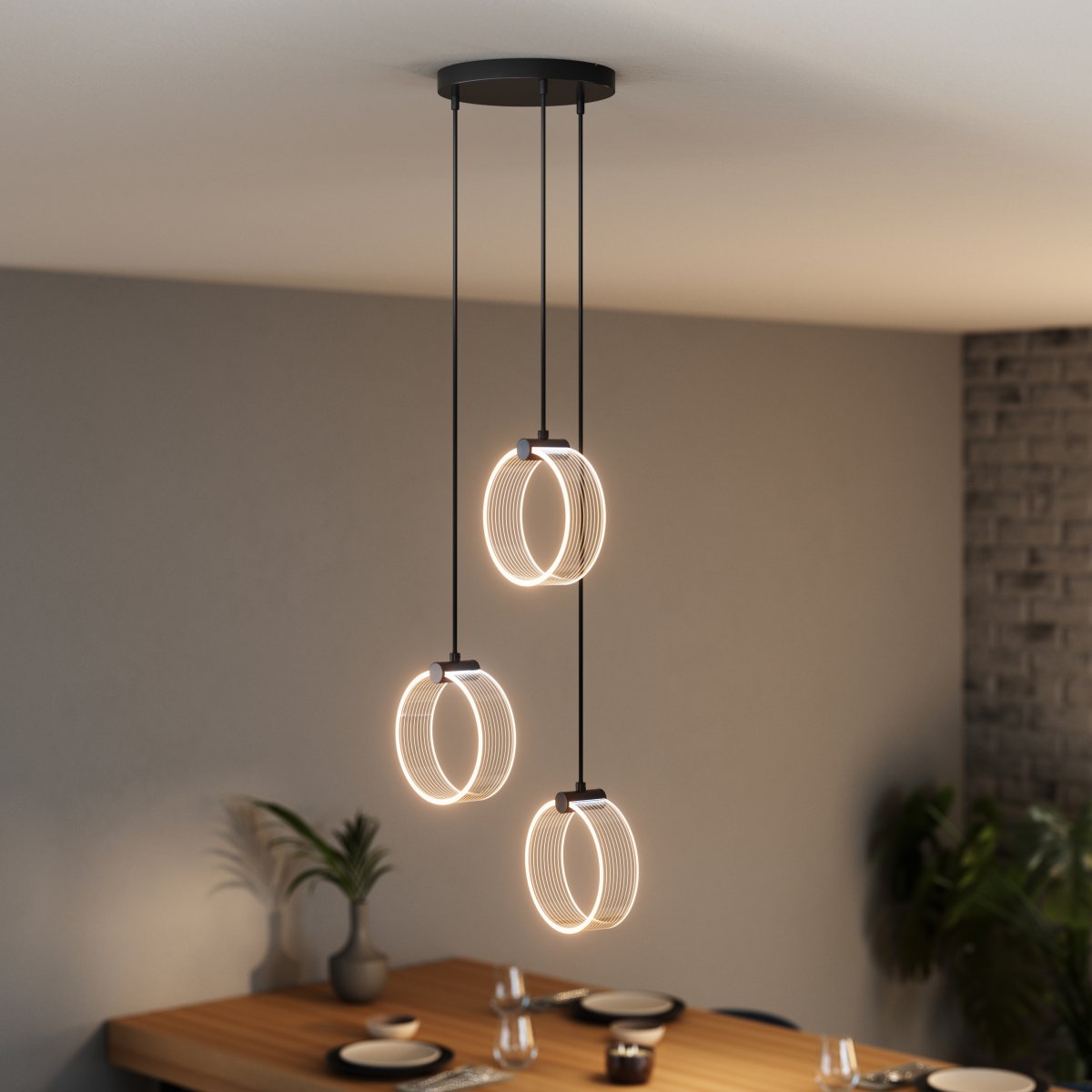 Circle PL Ø30 Zwart hanglamp Van Osram - In de eerste fase schijnt de lamp in een warm wit licht van 3000K, in de tweede fase schijnt hij in een koud wit licht van 4200K en in de derde fase schijnt hij in 6500K (daglicht).