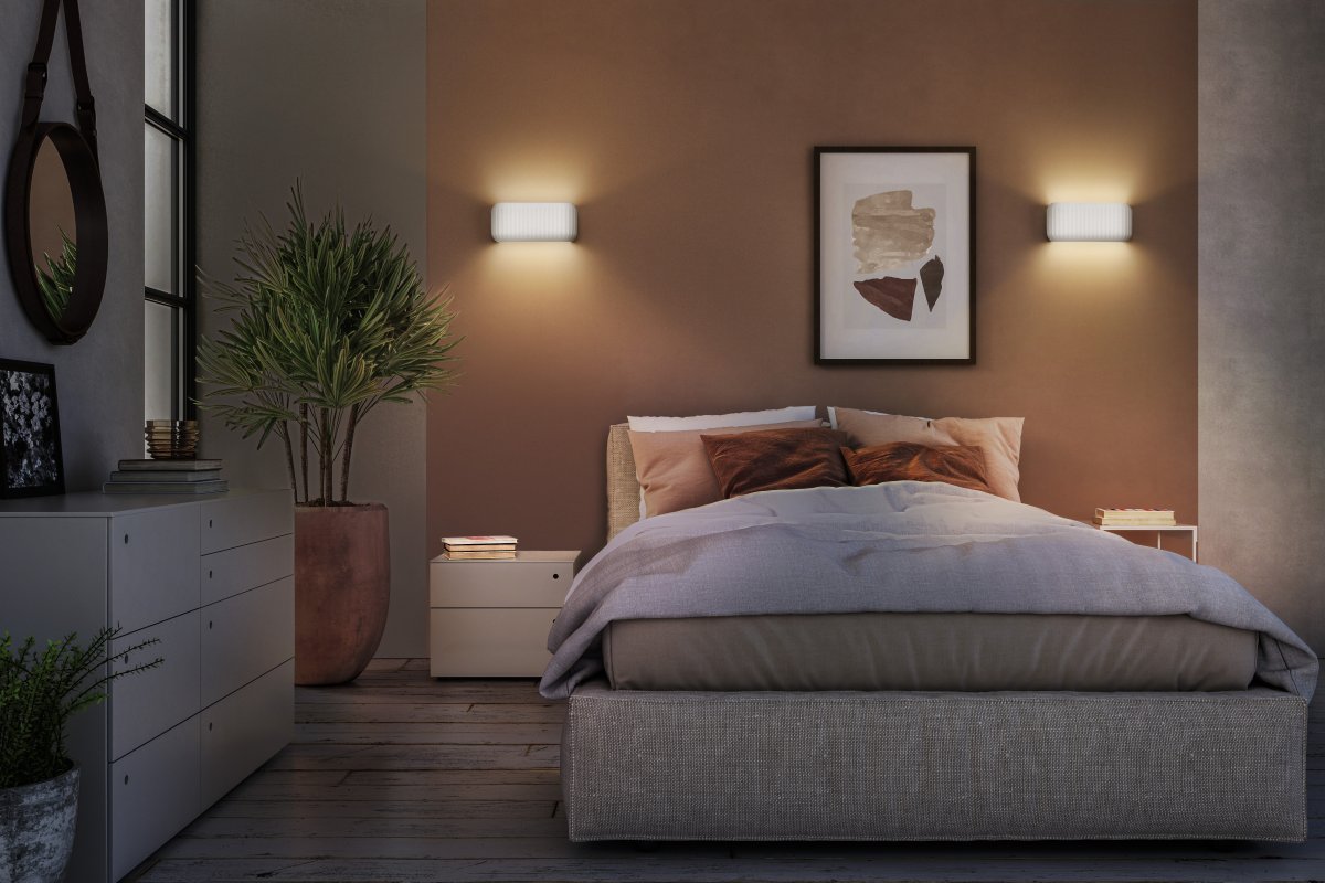 Plaster Routes 33cm Wit wandlamp Van Ledvance - Plaster Routes &auml;r en modern v&auml;gglampa gjord av gips.