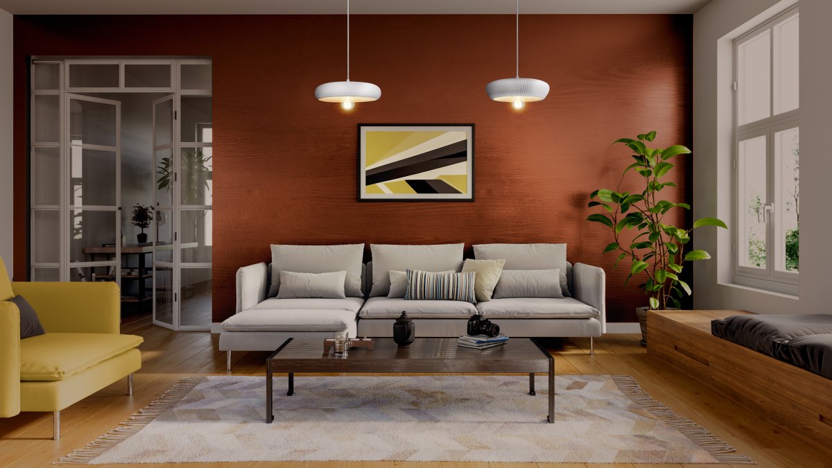 Plaster Pure Ø30 Wit hanglamp Van Ledvance - De decoratieve lampenkap van gips zorgt voor een mooie lichtspreiding in de kamer.