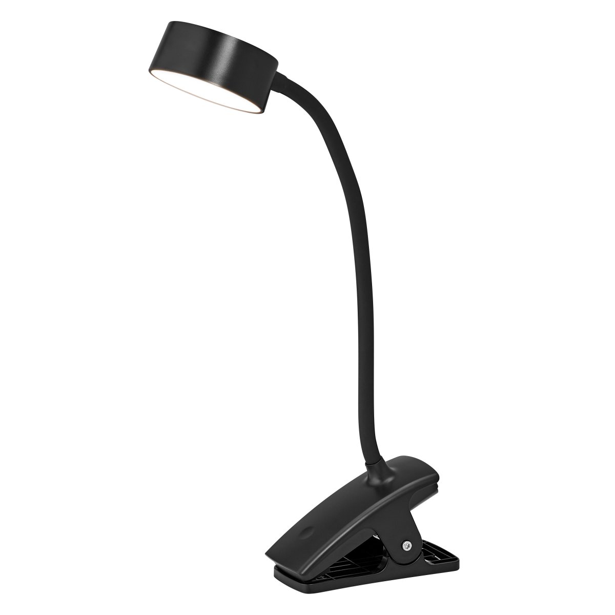 Office Cylinder Clip Zwart klemlamp Van Ledvance - Levereras med 1m USB sladd som du kan koppla till en transformator, laptop eller dator f&ouml;r att lampan ska f&aring; el.