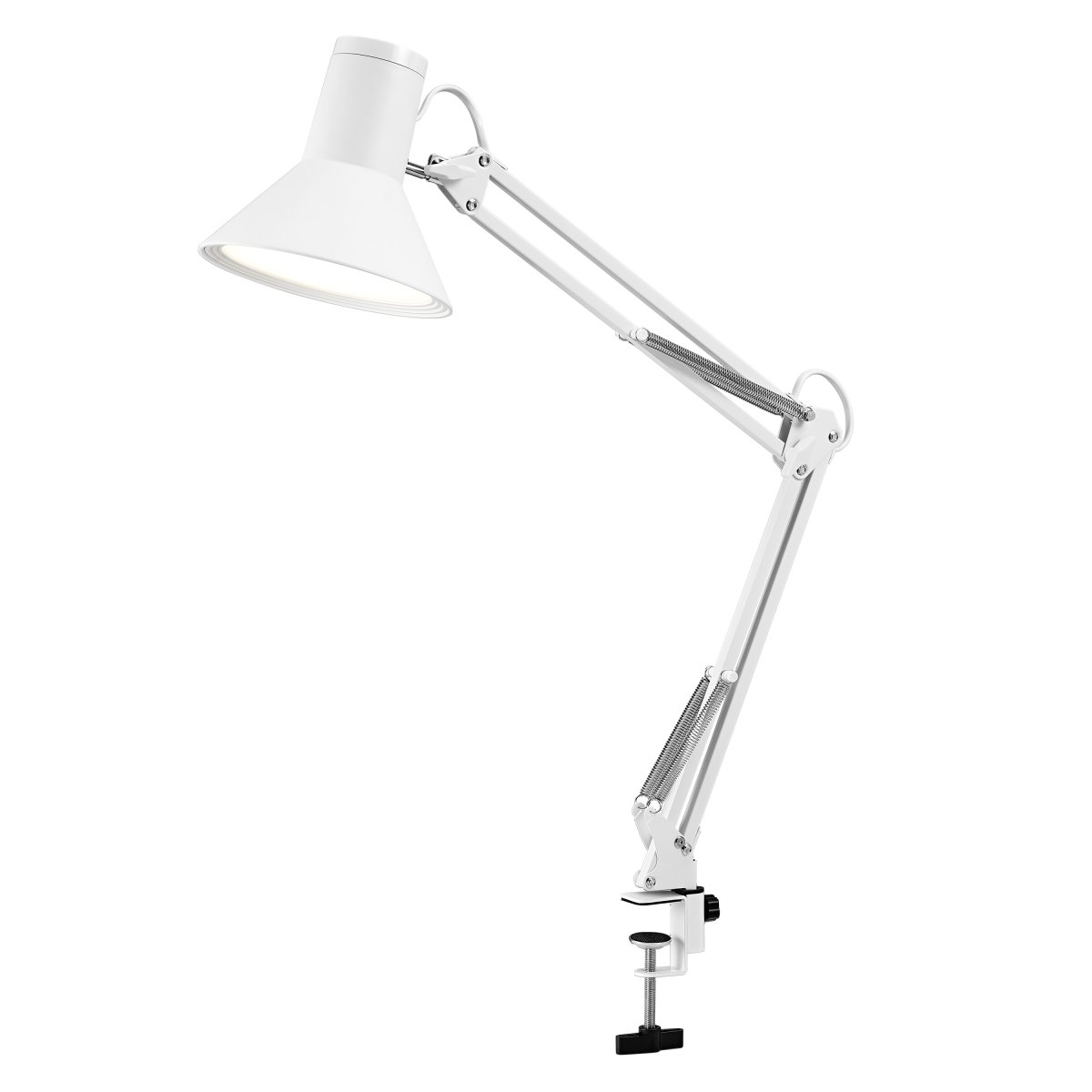 Office Retro Wit klemlamp Van Ledvance - Lampan ger ett varmvitt och starkt ljus p&aring; 900lm och 3000K, perfekt som arbets- och l&auml;slampa.