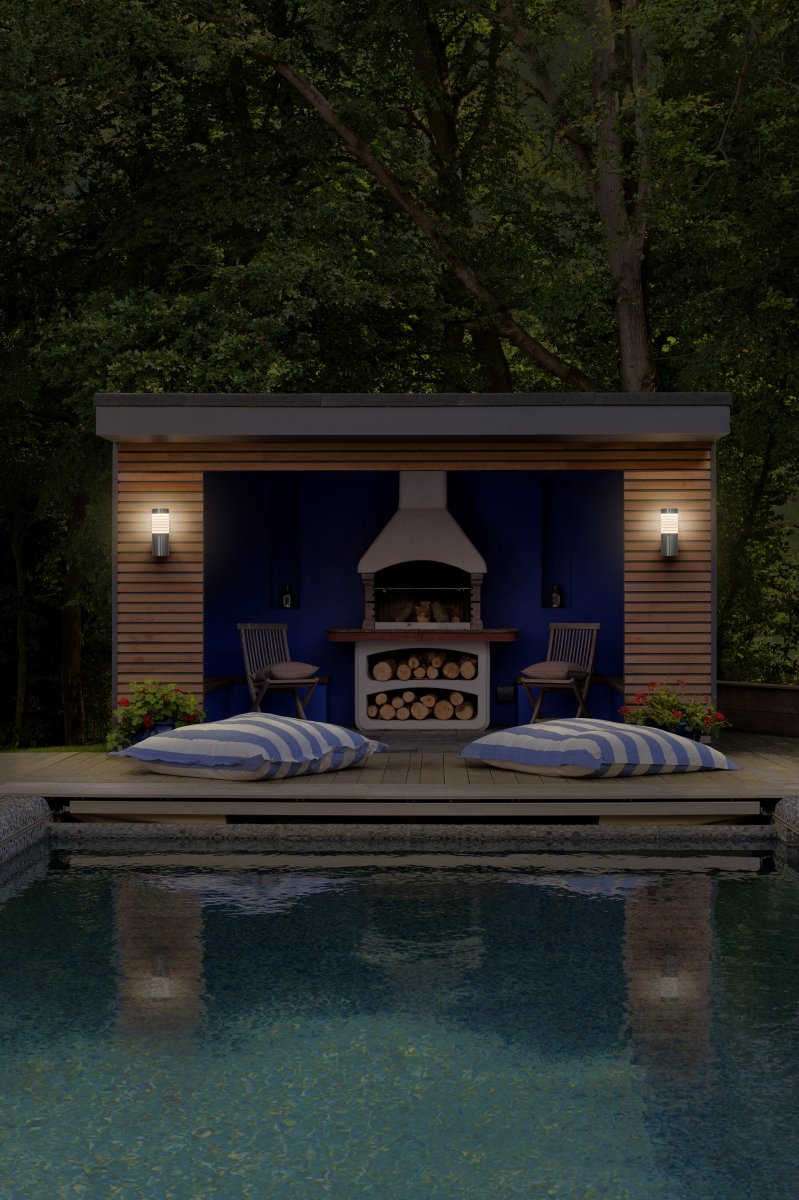 Rondo Staal buitenlamp Van Ledvance - Tillverkad av rostfritt st&aring;l och med IP44-klassning, &auml;r denna lampa b&aring;de h&aring;llbar och v&auml;derbest&auml;ndig.