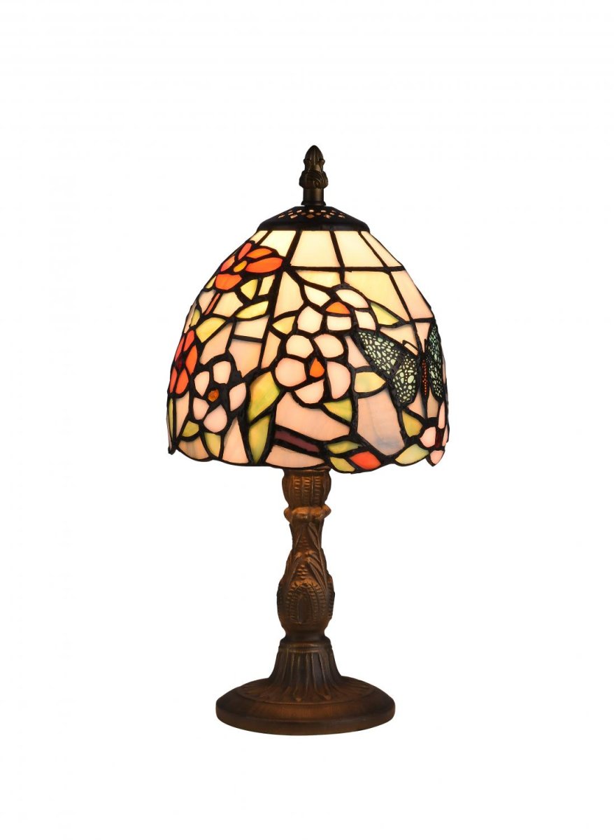 Phuket 32cm Veelkleurig Van Norrsken Design - Phuket is een klassieke Tiffanylamp met een prachtig design met een veer en bloemen in verschillende kleuren.