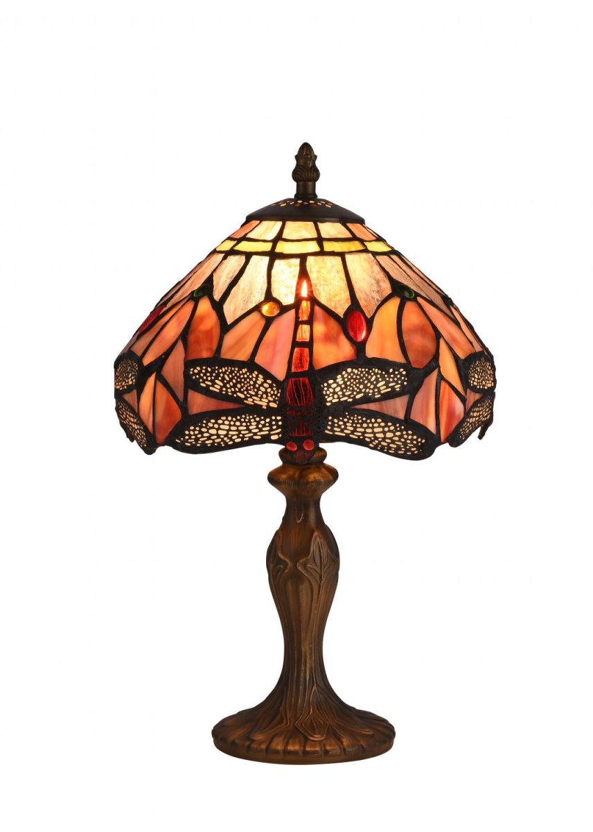  Trollslända Ädelsten 35cm Veelkleurig Van Norrsken Design - Trollsl&aunda is een klassieke Tiffanylamp met een prachtig design met trollen en bladeren in verschillende kleuren.