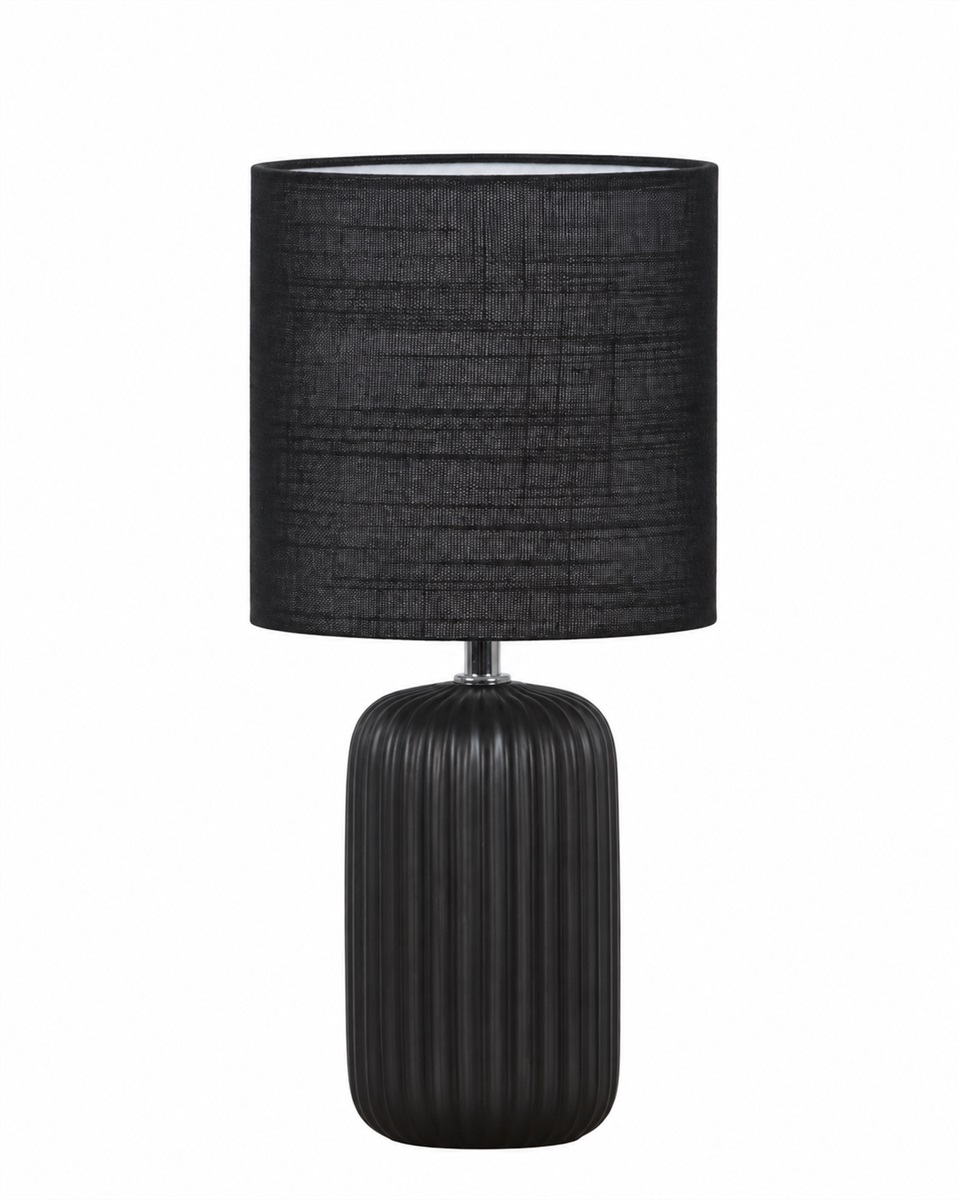 Palizzo 33cm Zwart tafellamp Van Nordic Lighting - De Palizzo tafellamp in zwart heeft een stijlvolle keramische voet met elegante groeven en een bijpassende linnen kap.