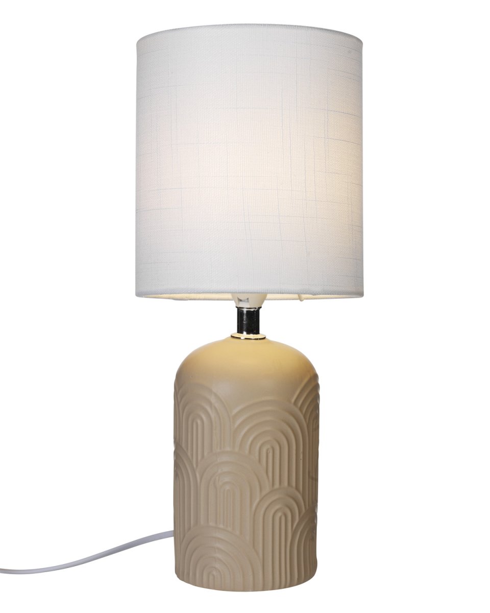 Archie 35cm Beige tafellamp Van Cottex - De Archie tafellamp in keramiek en textiel is een elegant en warm interieurdetail dat elke kamer zal verfraaien.