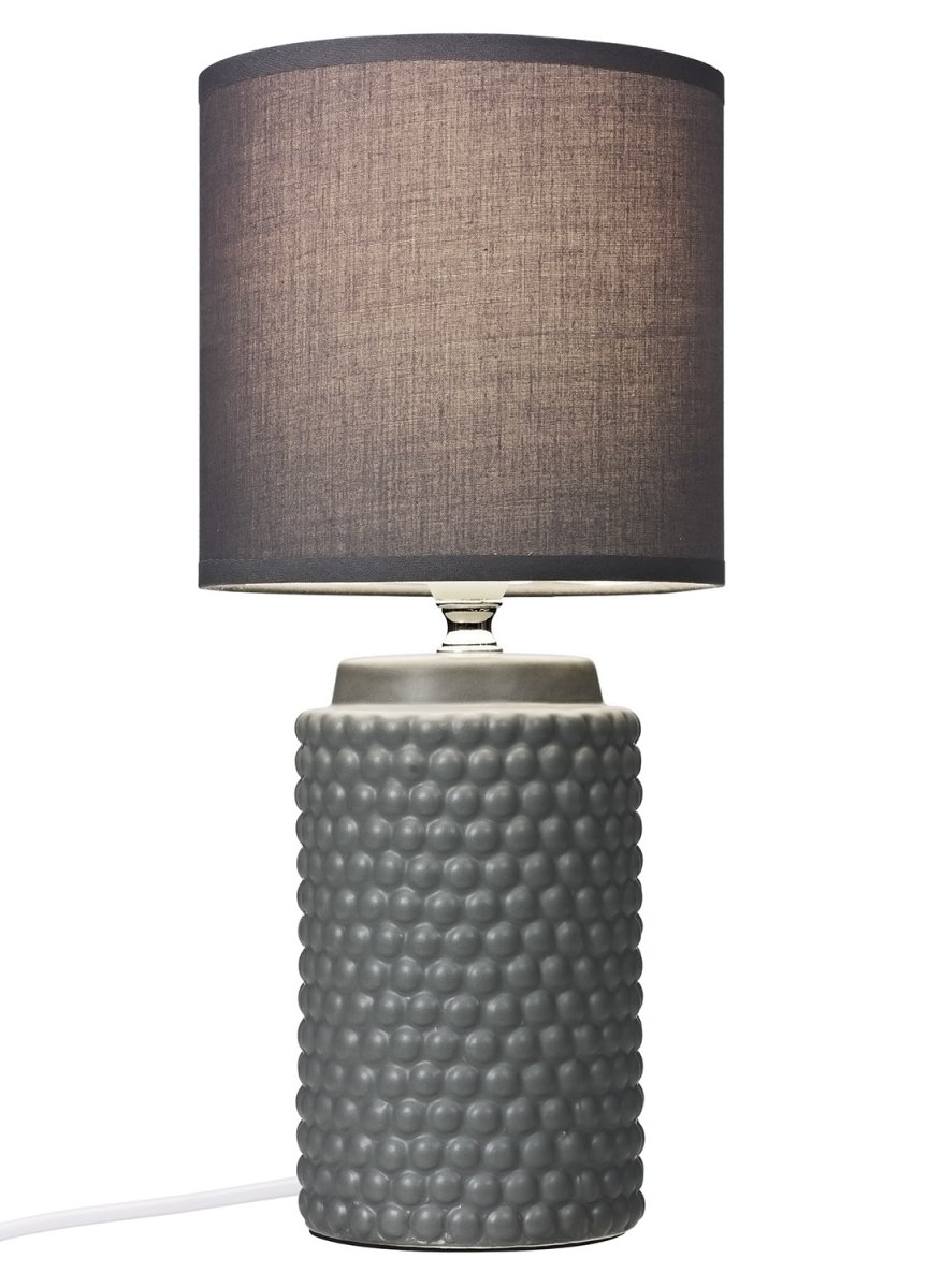 Bubble 33cm Grijs tafellamp Van Cottex - De grijze textielen lampenkap geeft een zacht en aangenaam licht, ideaal om een warme en uitnodigende sfeer te creëren in de woonkamer of slaapkamer.